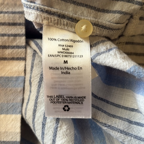 Free Assembly Blue and White Striped Dress with Belt, Size M - Picture 6 of 6